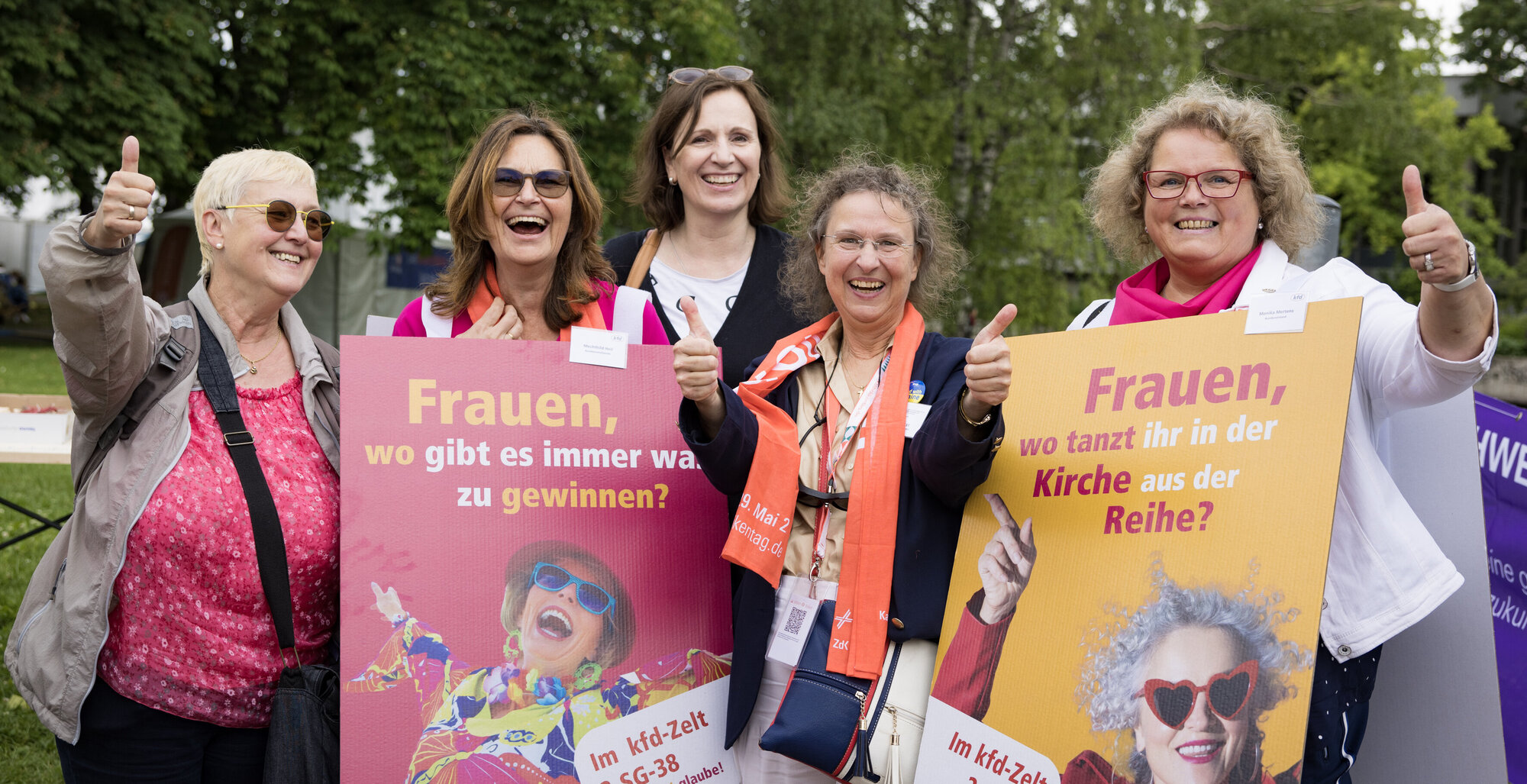 kfd-Frauen demonstrieren auf dem Katholikentag 2022 in Stuttgart